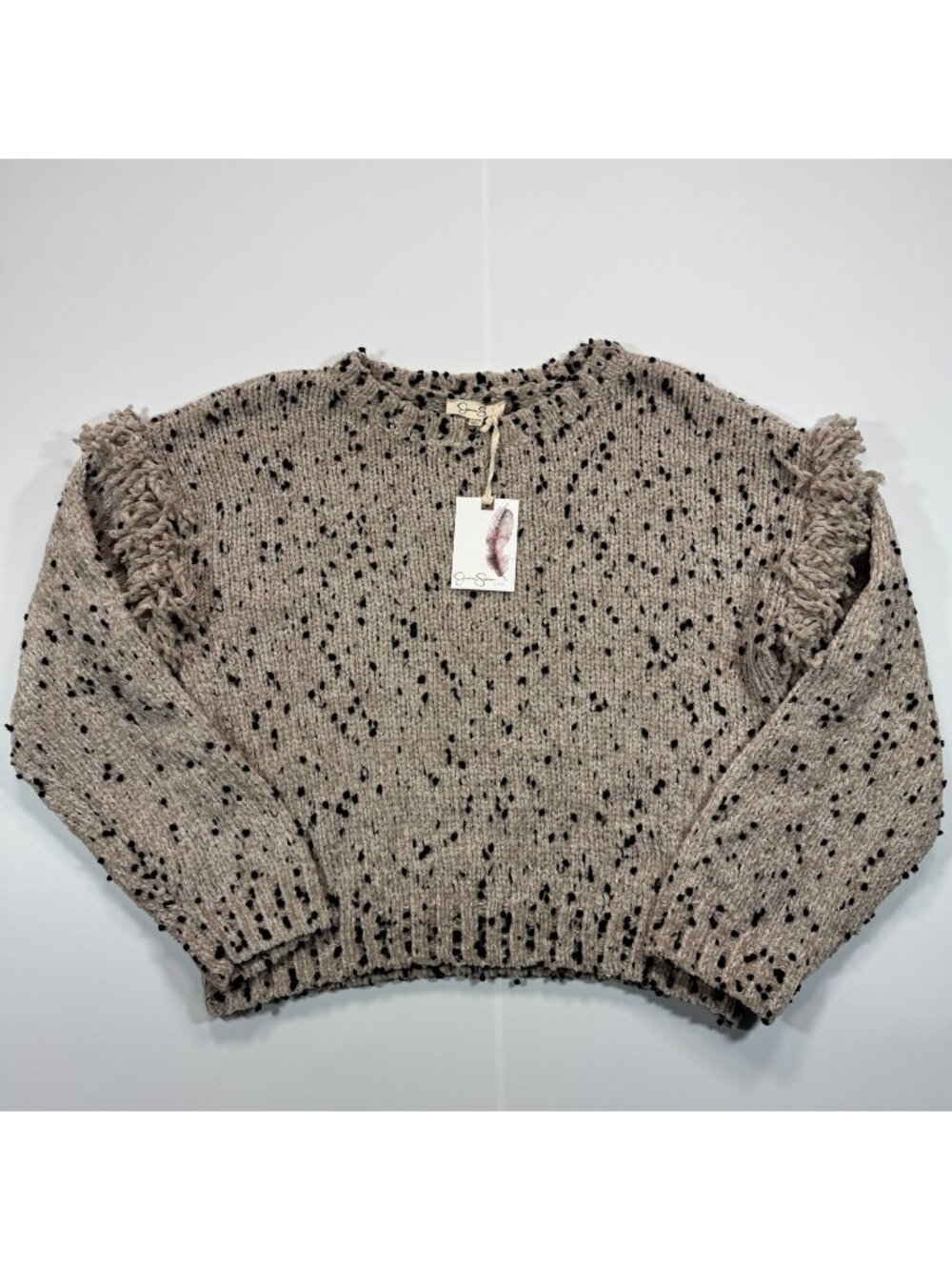 Jessica Simpson Sweater Girls XL Beige Polyester Tight-Knitted Winter Holiday